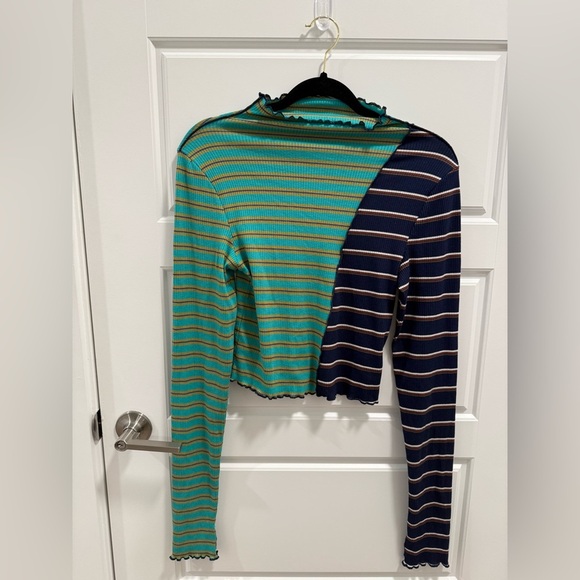 NWOT We the Free Striped Color Block Mock-neck Long Sleeve - Picture 2 of 6